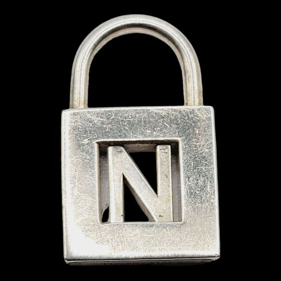 Tiffany & Co. Sterling Silver Initial Alphabet Letter "N" Lock Charm Pendant - Picture 4 of 8